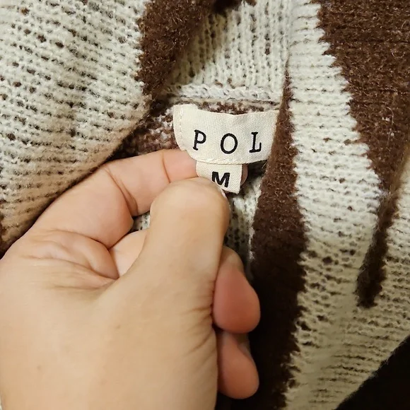 POL Oversized Brown and Cream Zebra Sweater Size Medium - Picture 3 of 5